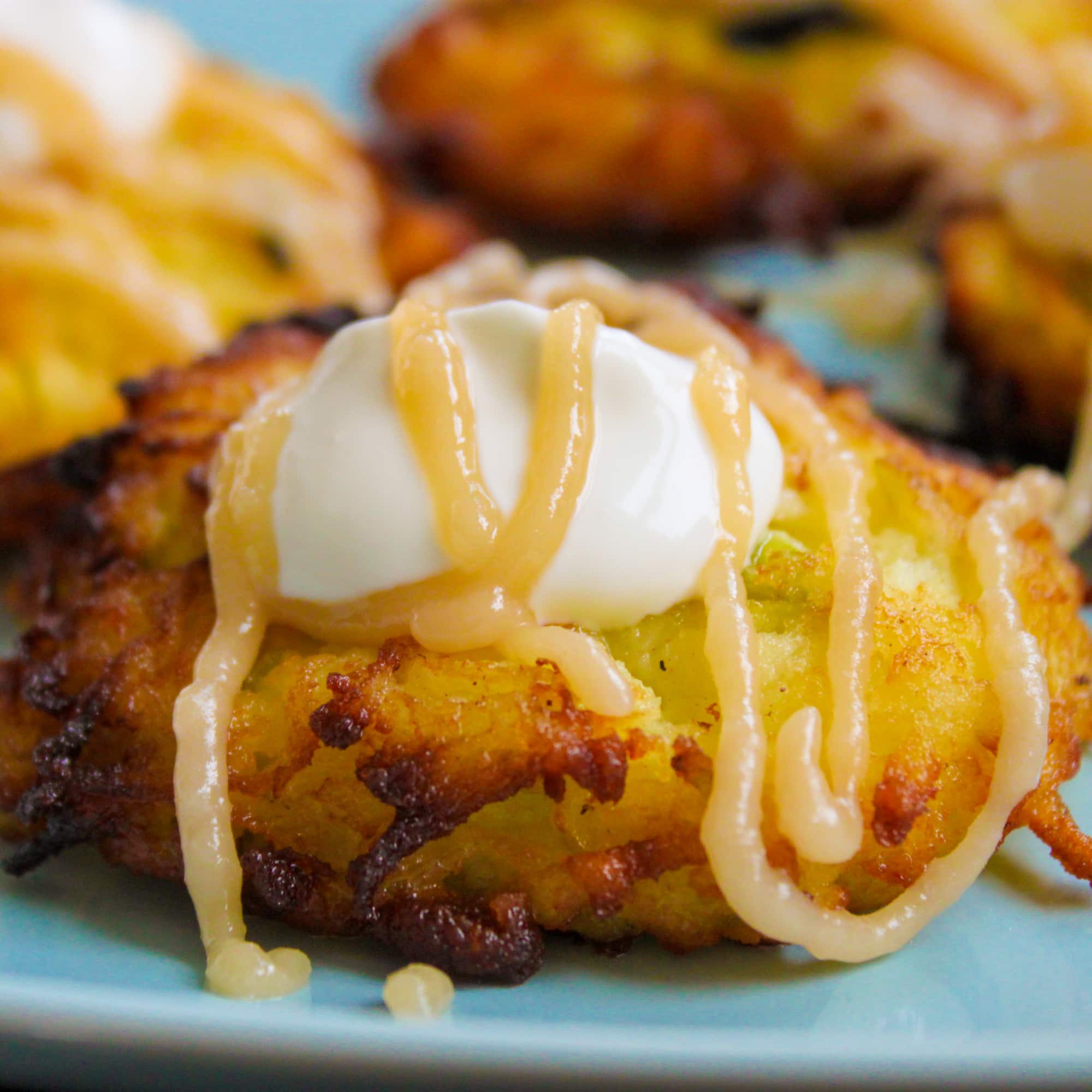 Apple Latkes with Bourbon Caramel & Sour Cream Jerry James Stone