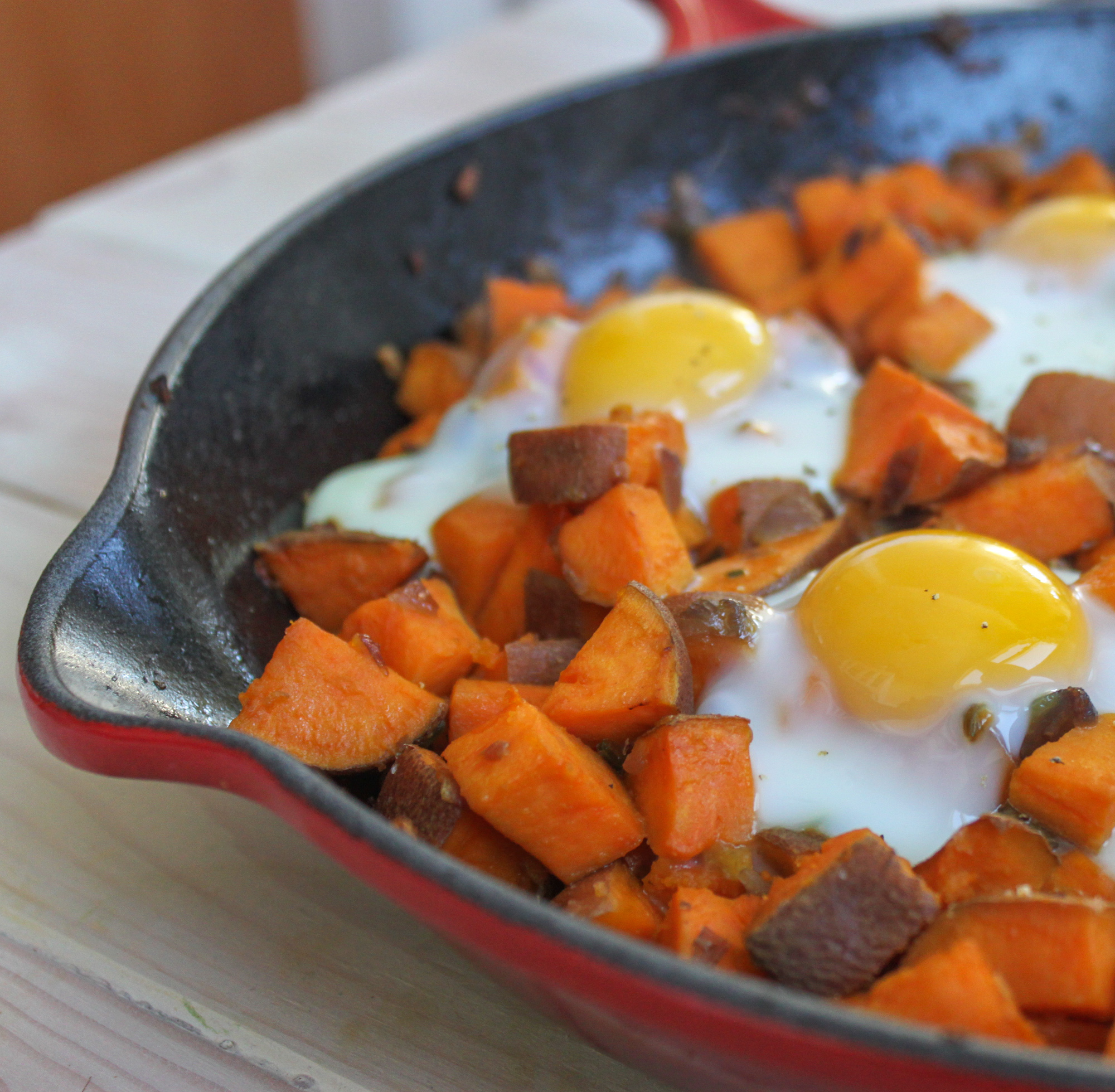 Spicy Sweet Potato Hash and Eggs