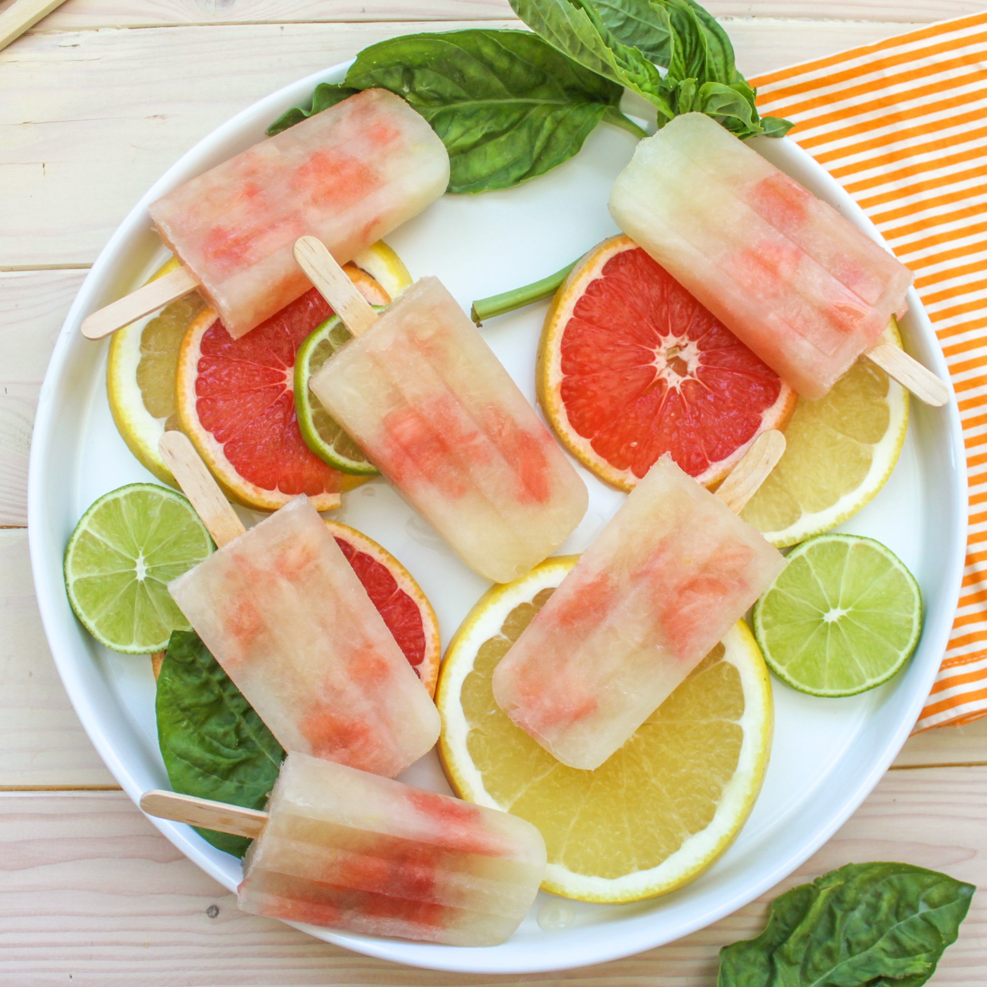 Boozy Grapefruit, Basil & Vodka Popsicles