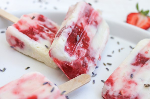 Lavender Cream and Strawberry Popsicle Side