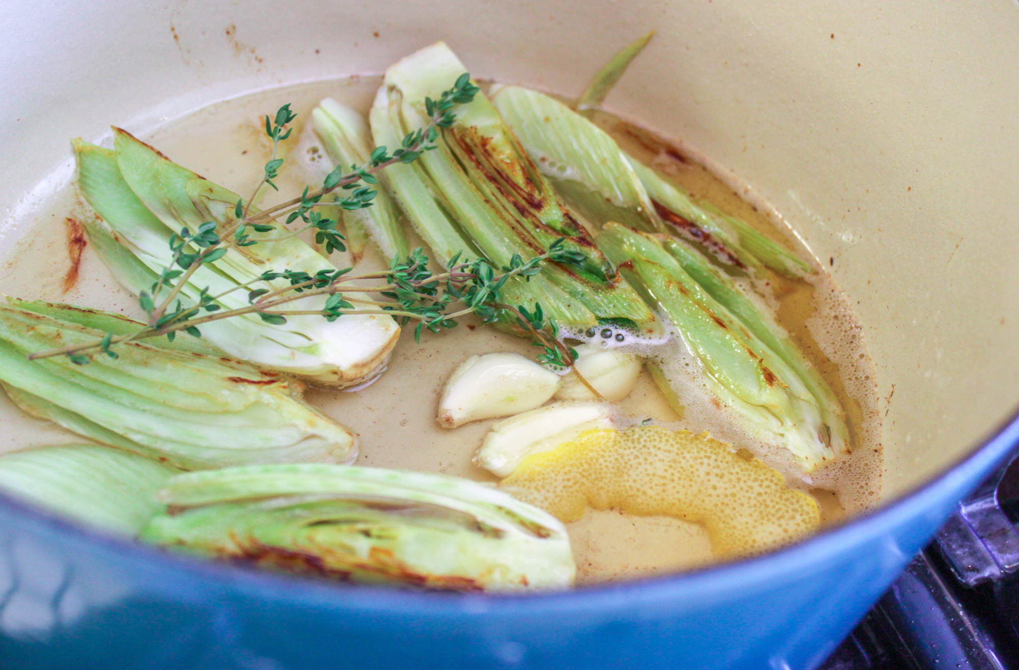 Wine Braised Fennel with YogurtThyme Sauce