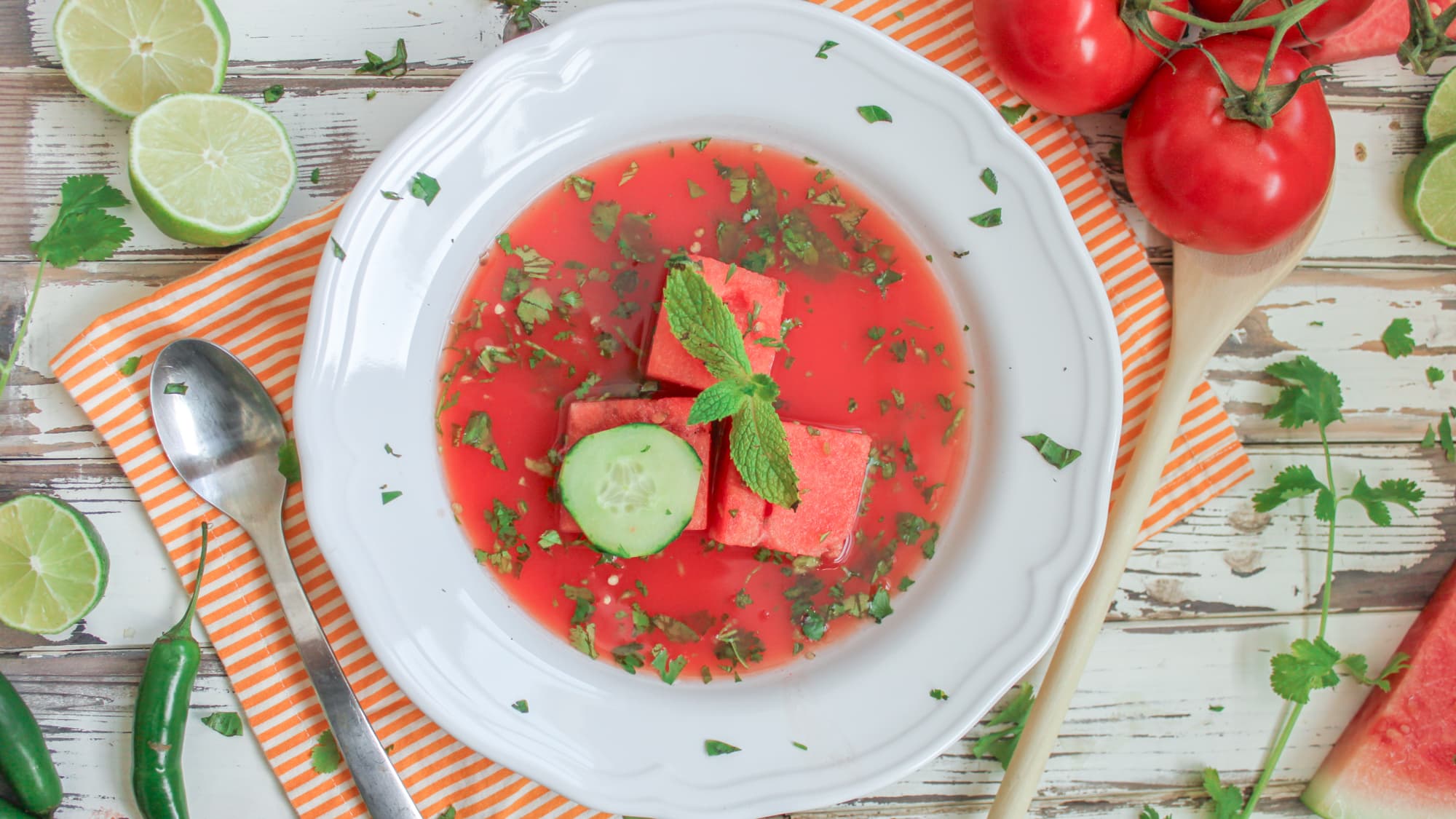 Spicy Watermelon Gazpacho Soup