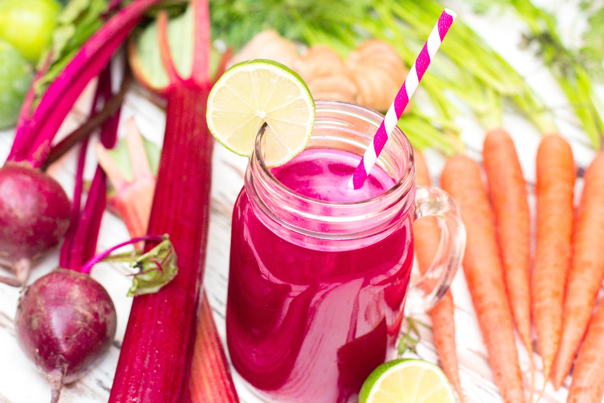 Rhubarb Ginger And Beet Juice