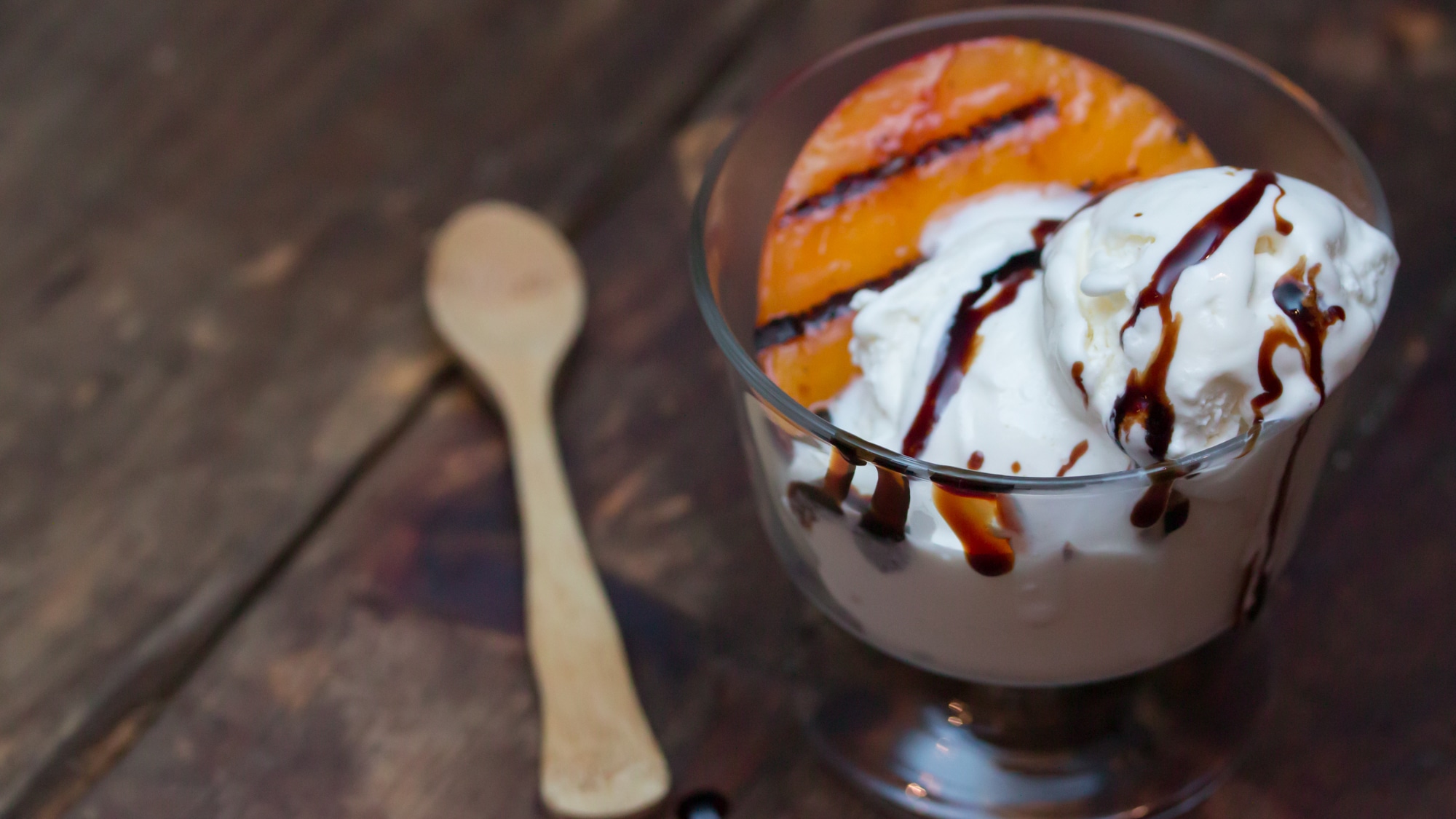 Grilled Peaches with Ice Cream & Balsamic