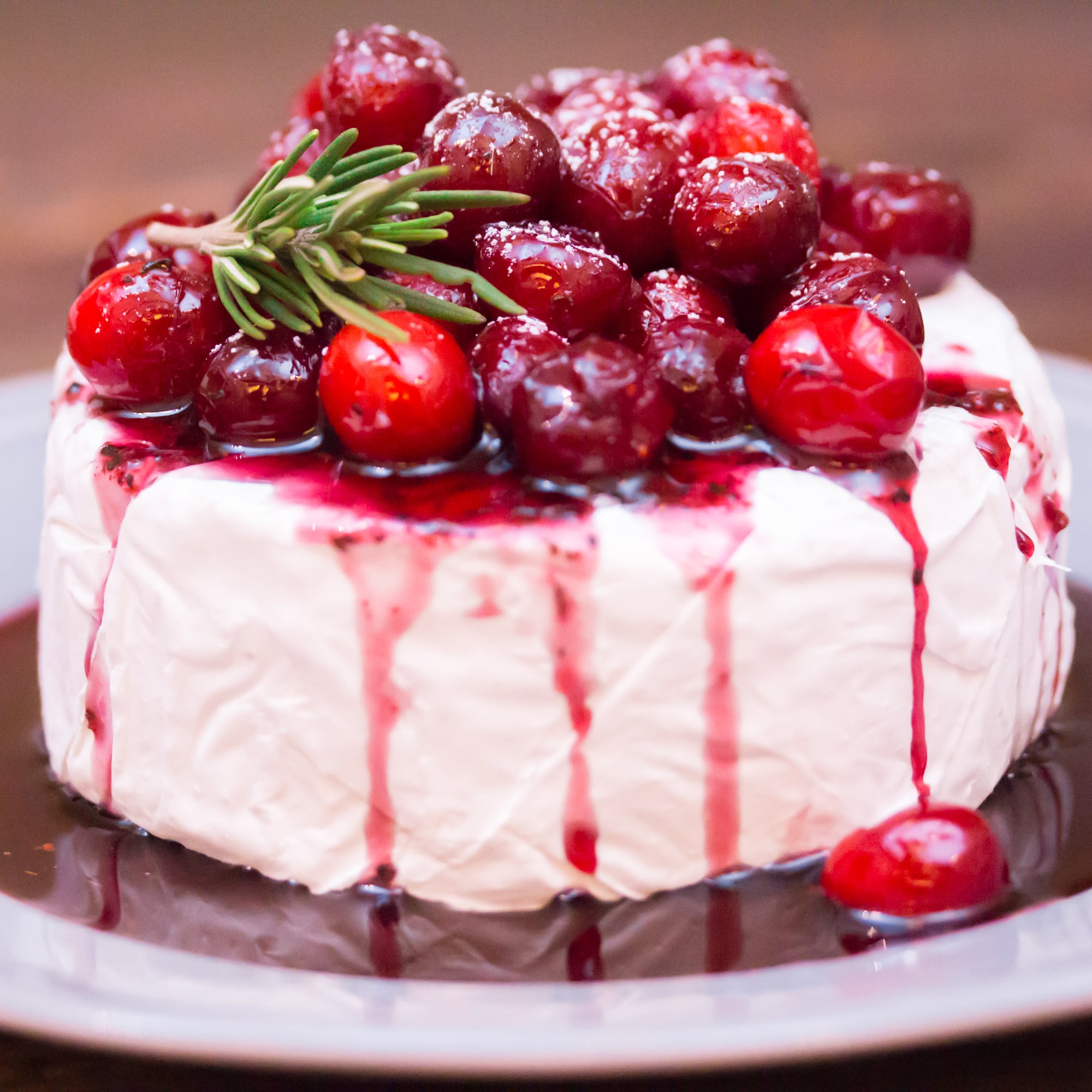 Red Wine Poached Cranberries & Baked Brie