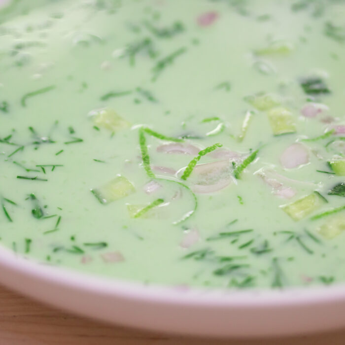 Cold Cucumber Soup with Greek Yogurt, Dill