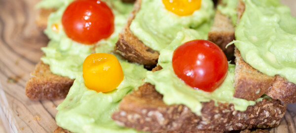 Avocado Toast Christmas Tree with Cherry Tomato Ornaments 1