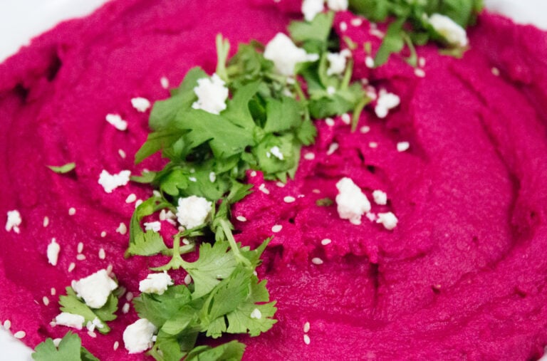 Beet Hummus with Cilantro and Feta - Jerry James Stone