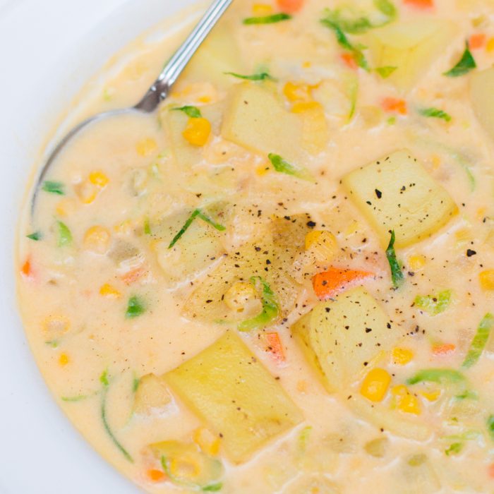 Cheesy Brussels Sprout Potato Chowder 3