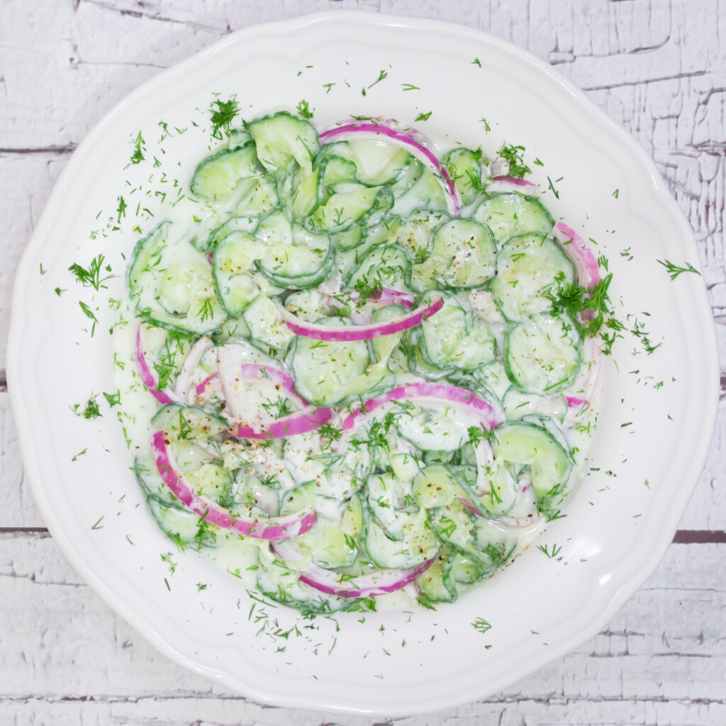 Cucumber Onion Salad with Greek Yogurt Dressing
