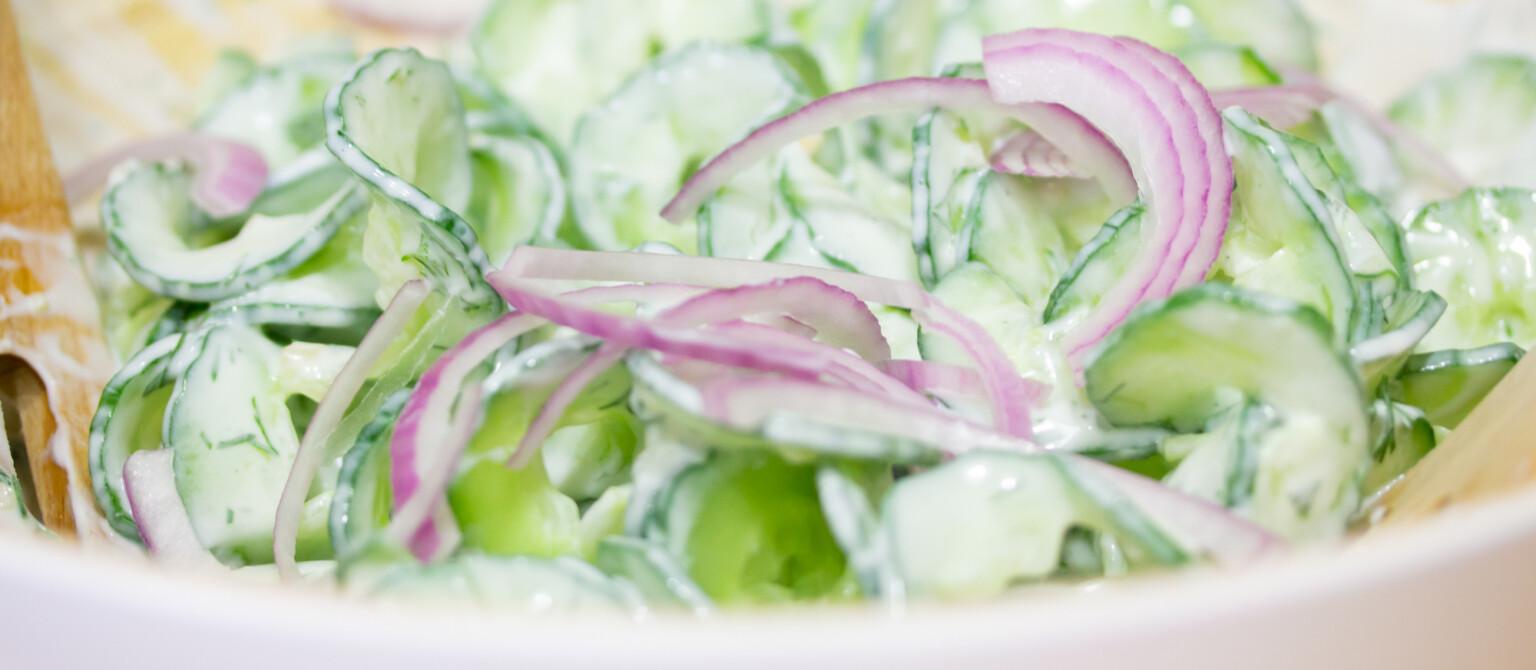 Cucumber Onion Salad with Greek Yogurt Dressing