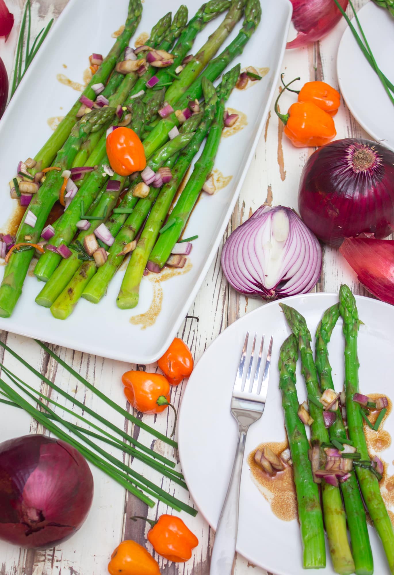 Grilled Asparagus with GarlicHabanero Sauce