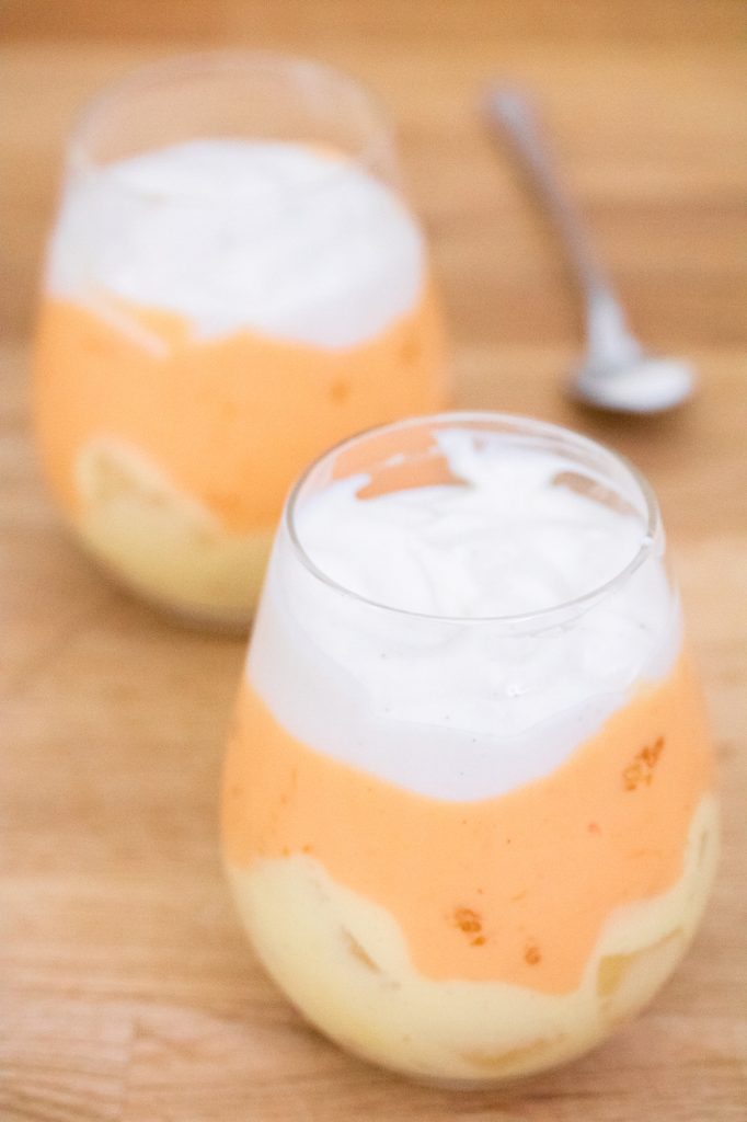 Halloween Yogurt Parfait with Pineapple Oranges Portrait 1