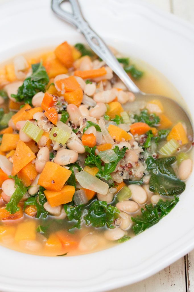 Kale Roasted Butternut Squash Soup with White Beans and Quinoa 2