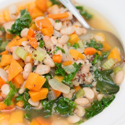Kale Roasted Butternut Squash Soup with White Beans and Quinoa 3