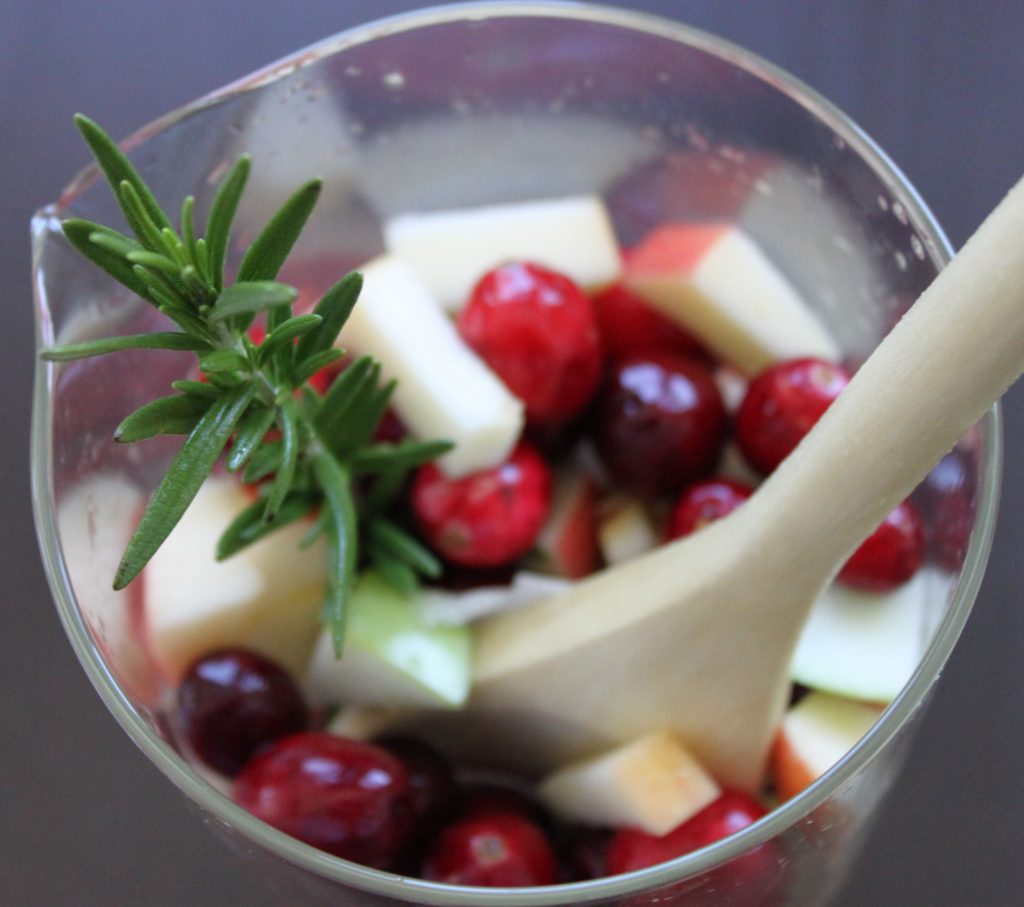 Making Rosemary Cranberry White Sangria 1