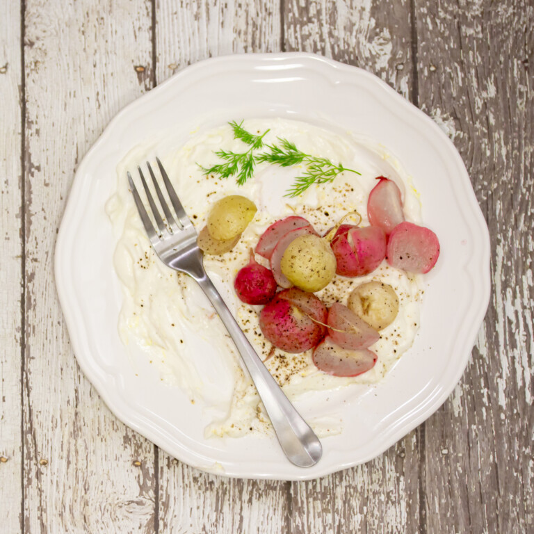 Roasted Radishes with Lemon, Goat Cheese & Yogurt Jerry James Stone