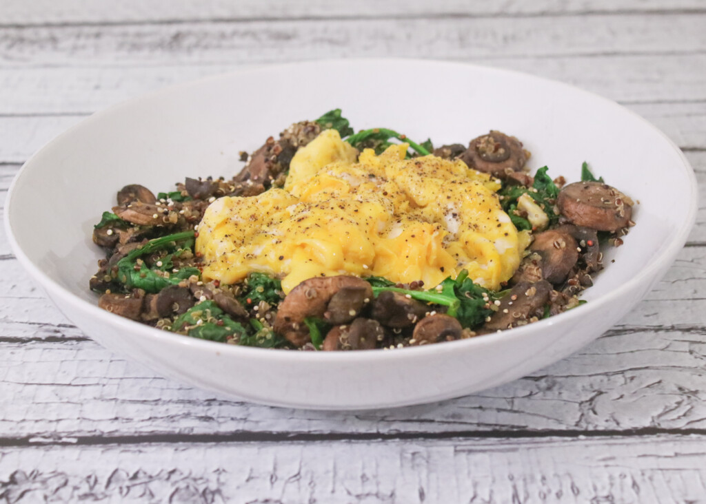 Soft Scrambled Eggs With Spinach Mushroom Quinoa