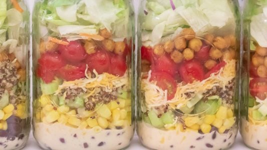 Southwest Jar Salad with Roasted Chickpeas Quinoa Main 1