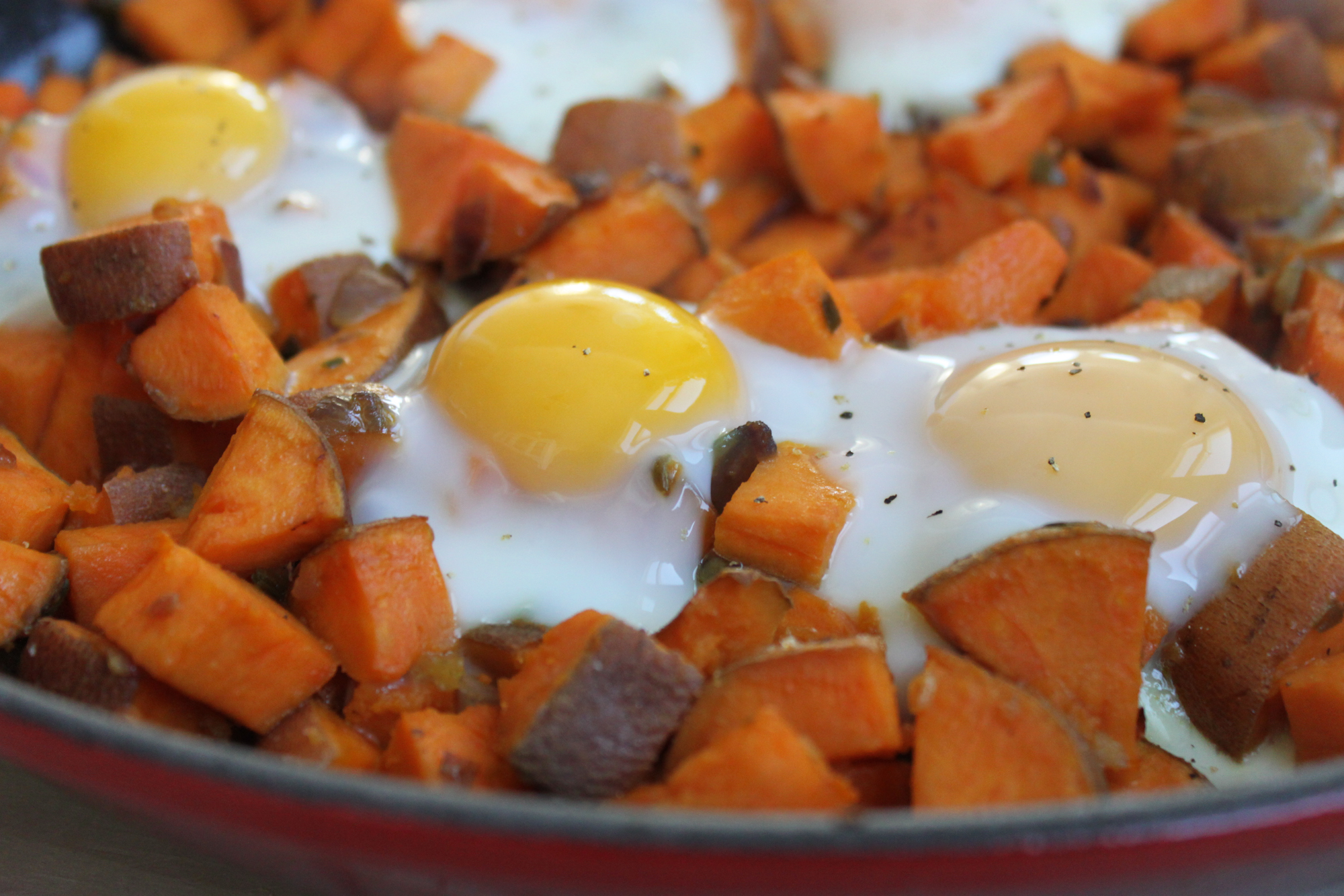 Spicy Sweet Potato Hash and Eggs 1