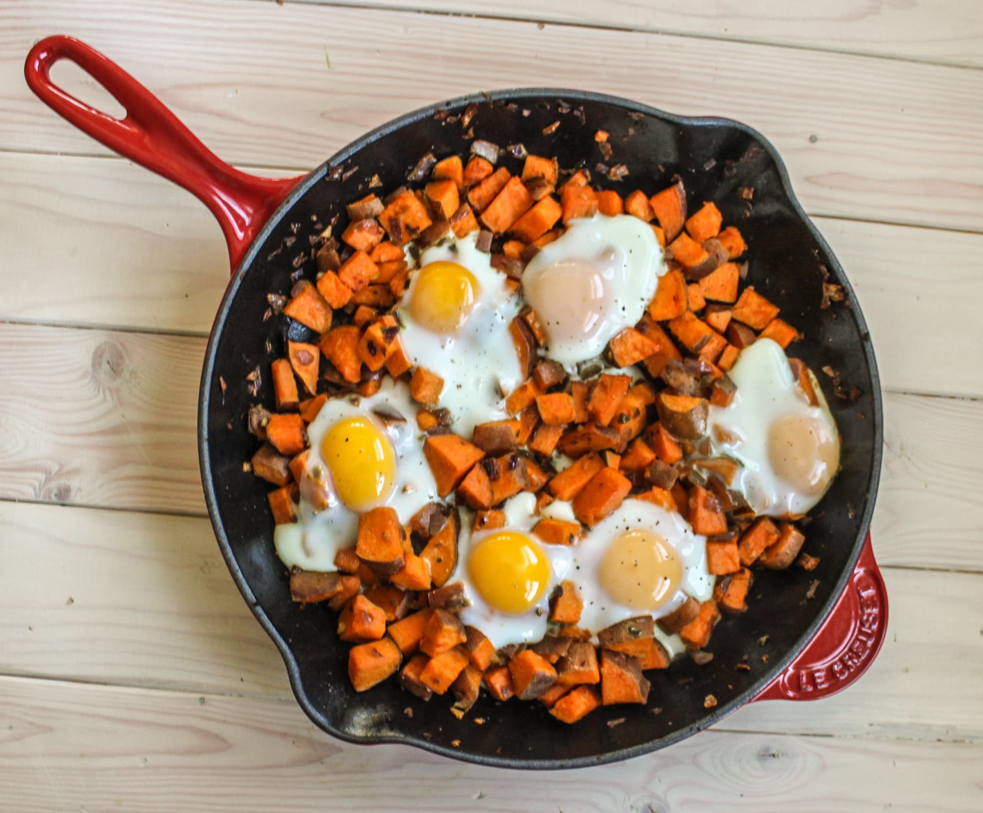 Spicy Sweet Potato Hash and Eggs