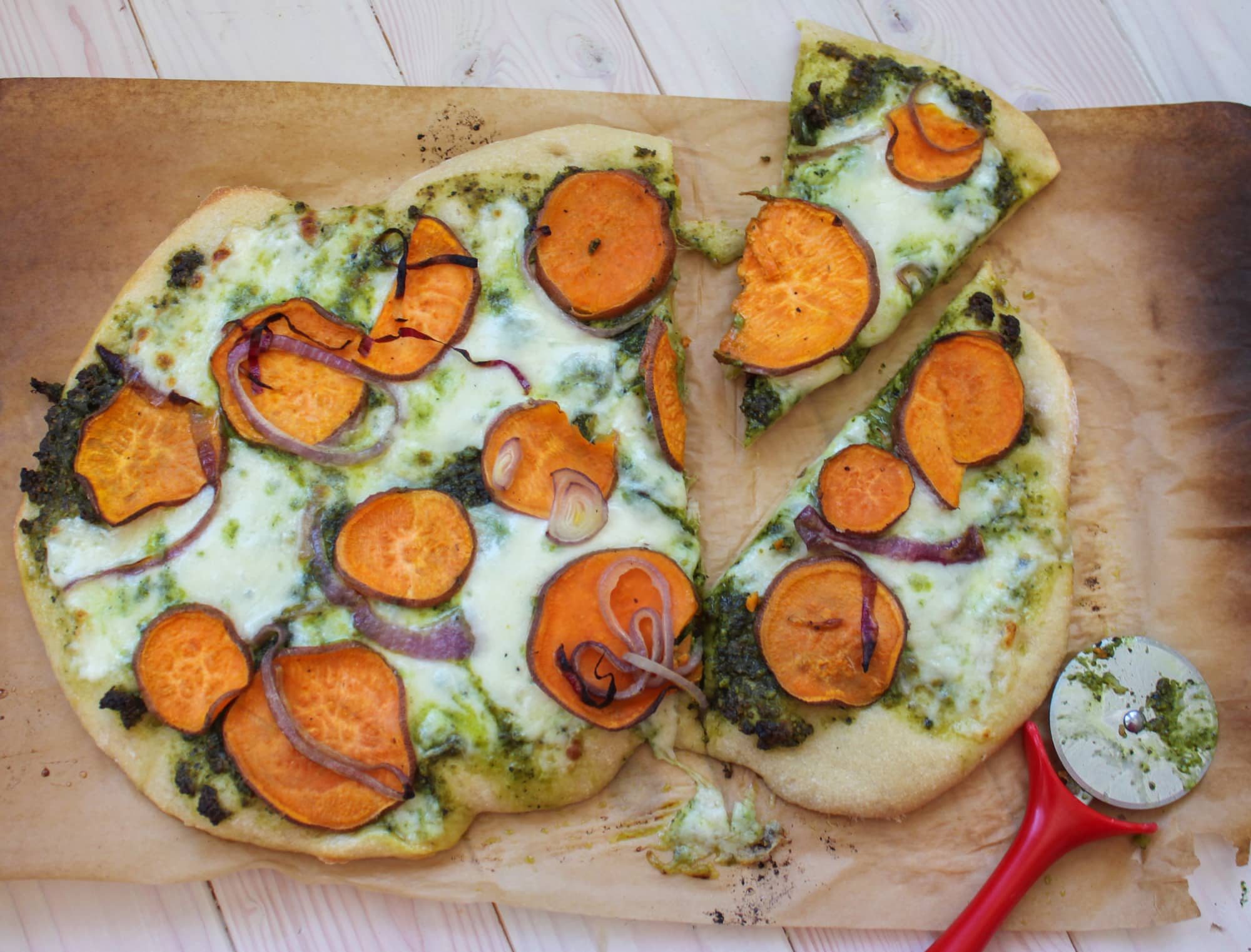 Sweet Potato & Kale Pesto Pizza