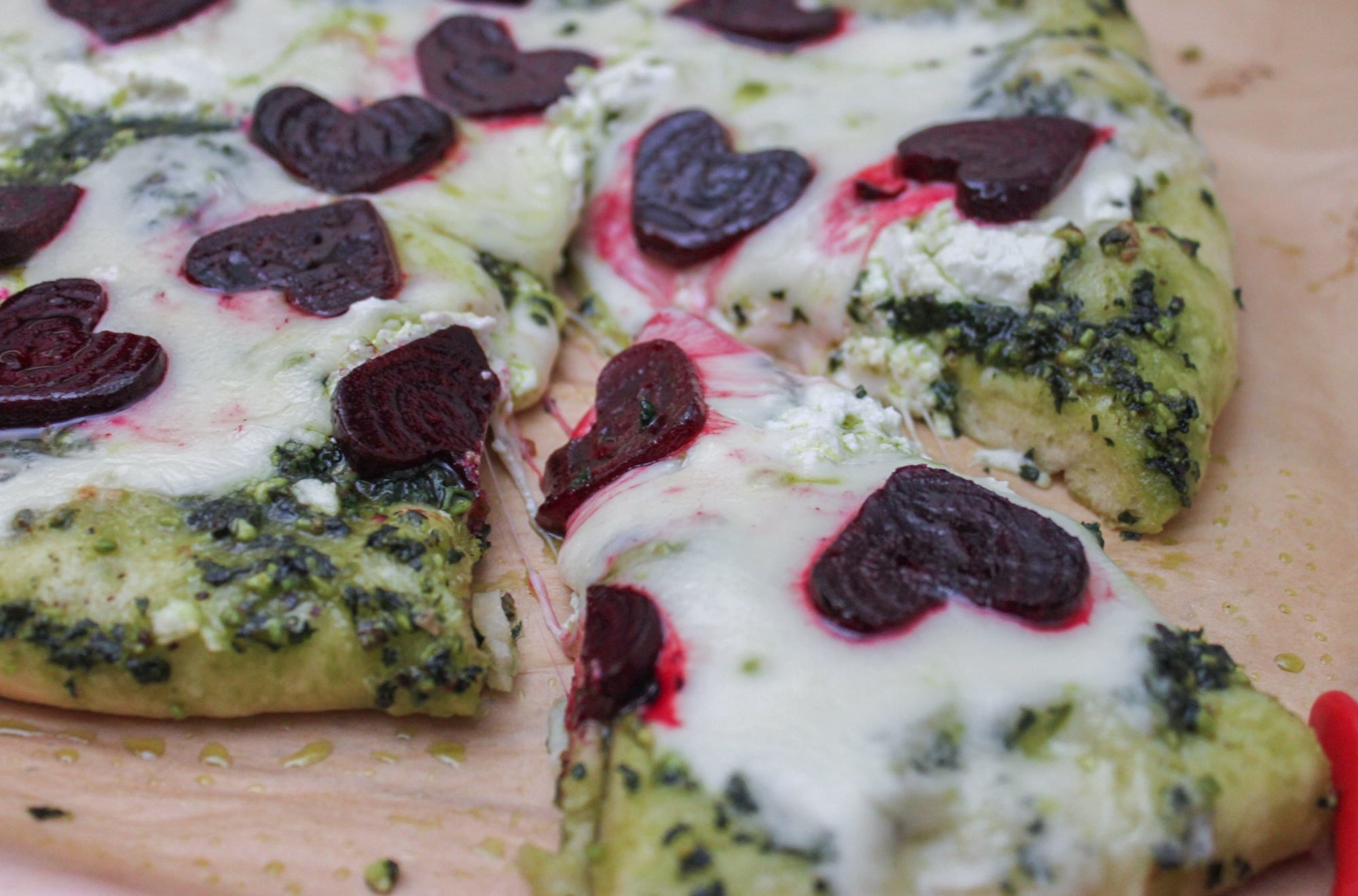 Valentine's Day Pizza with Beets & Kale Pesto