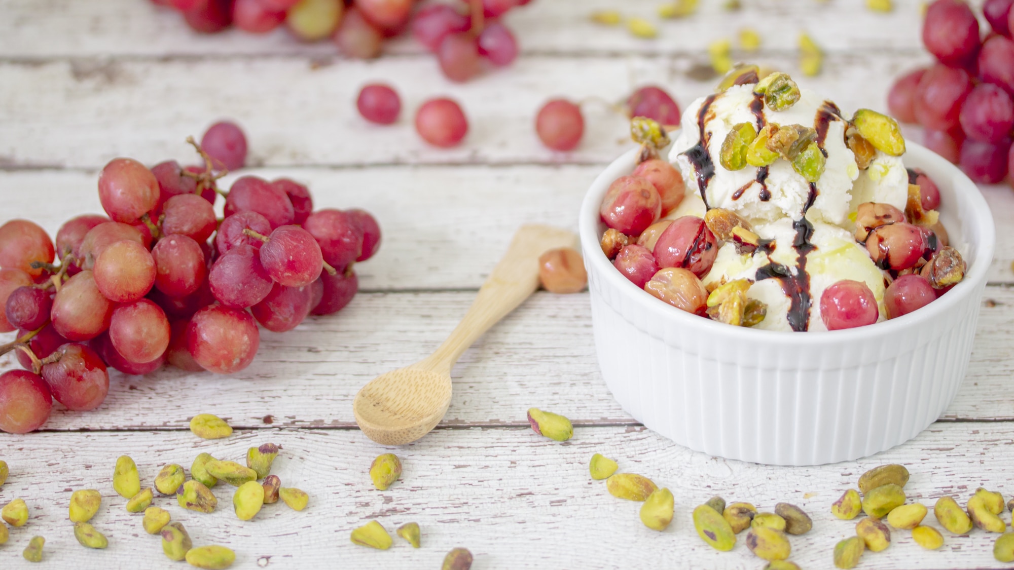 Roasted Grape & Candied Pistachio Ice Cream Sundae Video