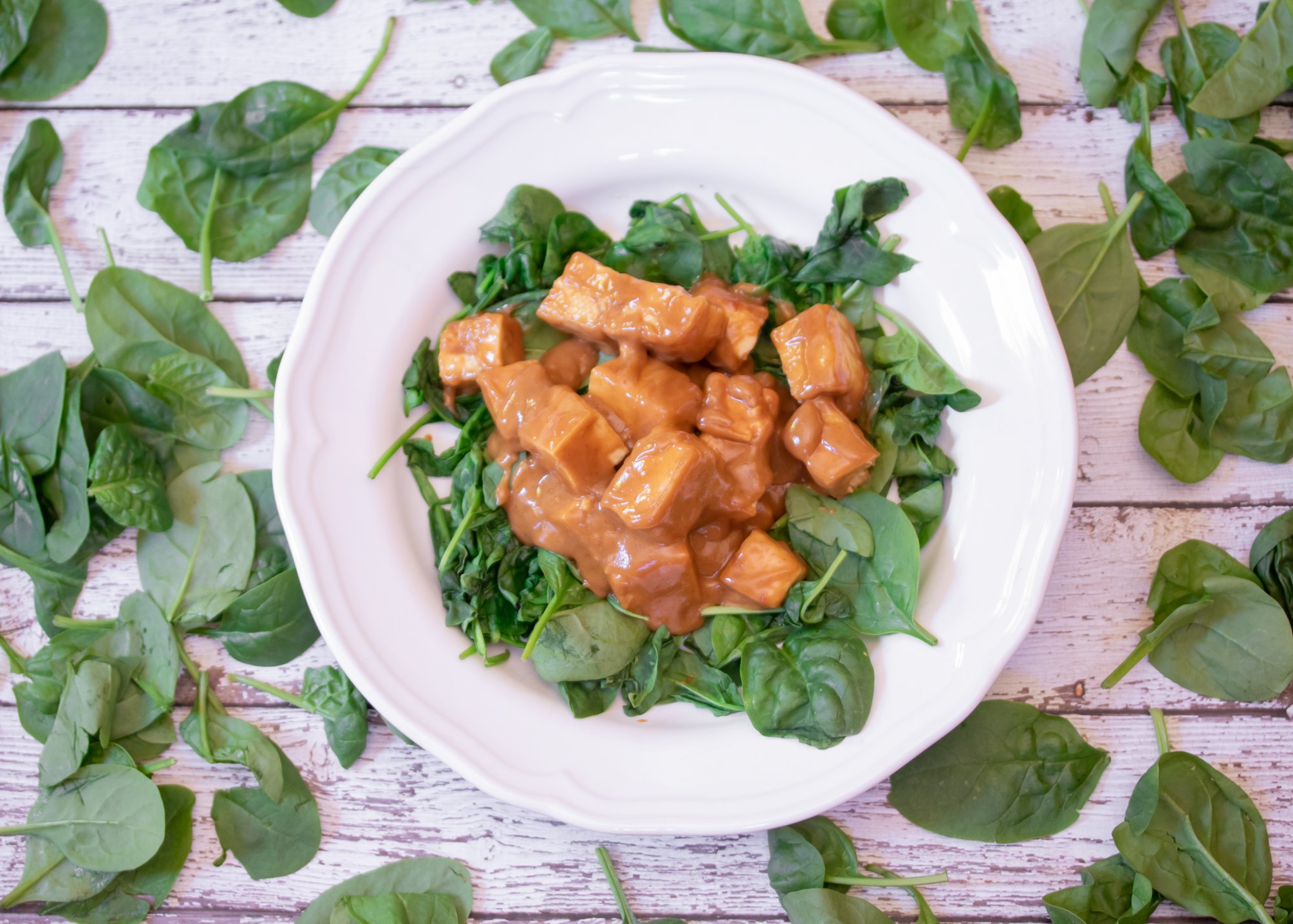 Easy Pra Ram Tofu with Roasted Spinach (Thai Peanut Sauce) Main