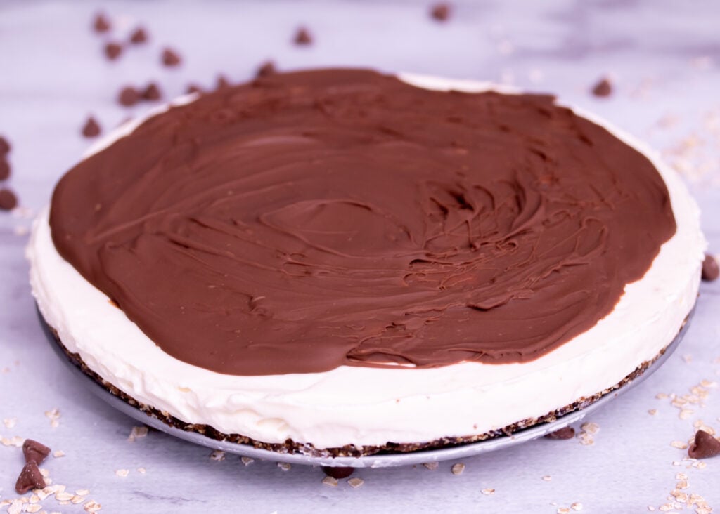 Chocolate Glazed No Bake Vanilla Cheesecake Main