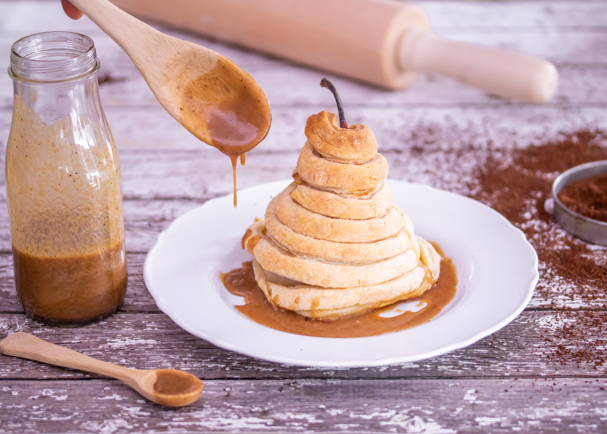 Puff Pastry Baked Pears with Coffee Caramel
