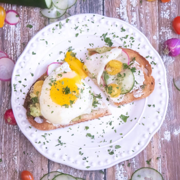 Breakfast Bruschetta with Egg, Avocado & Cucumber