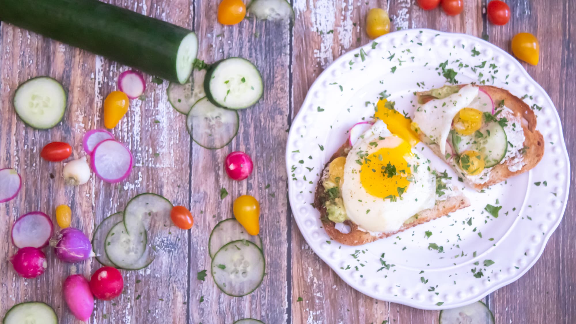 Breakfast Bruschetta with Egg, Avocado & Cucumber Video
