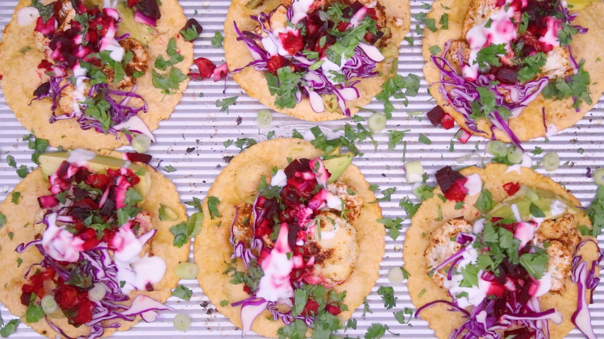 Crispy Cauliflower Tacos with Beet Citrus Salsa (Sheet Pan Recipe) video grap