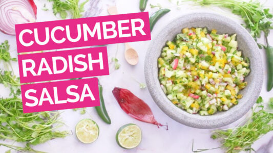 Spicy Cucumber & Radish Salsa Video pink