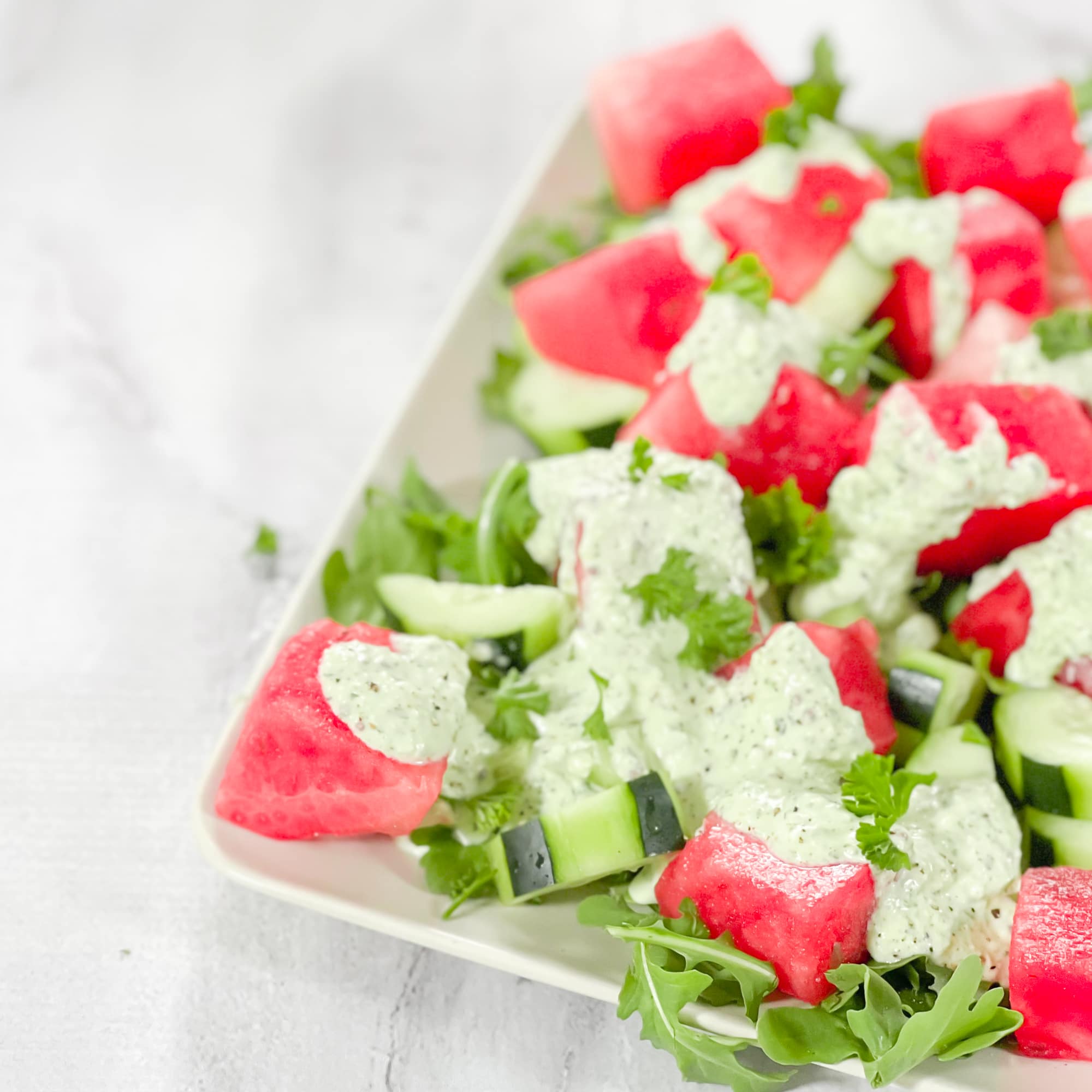 Watermelon & Cucumber Salad with Feta Dressing Jerry James Stone