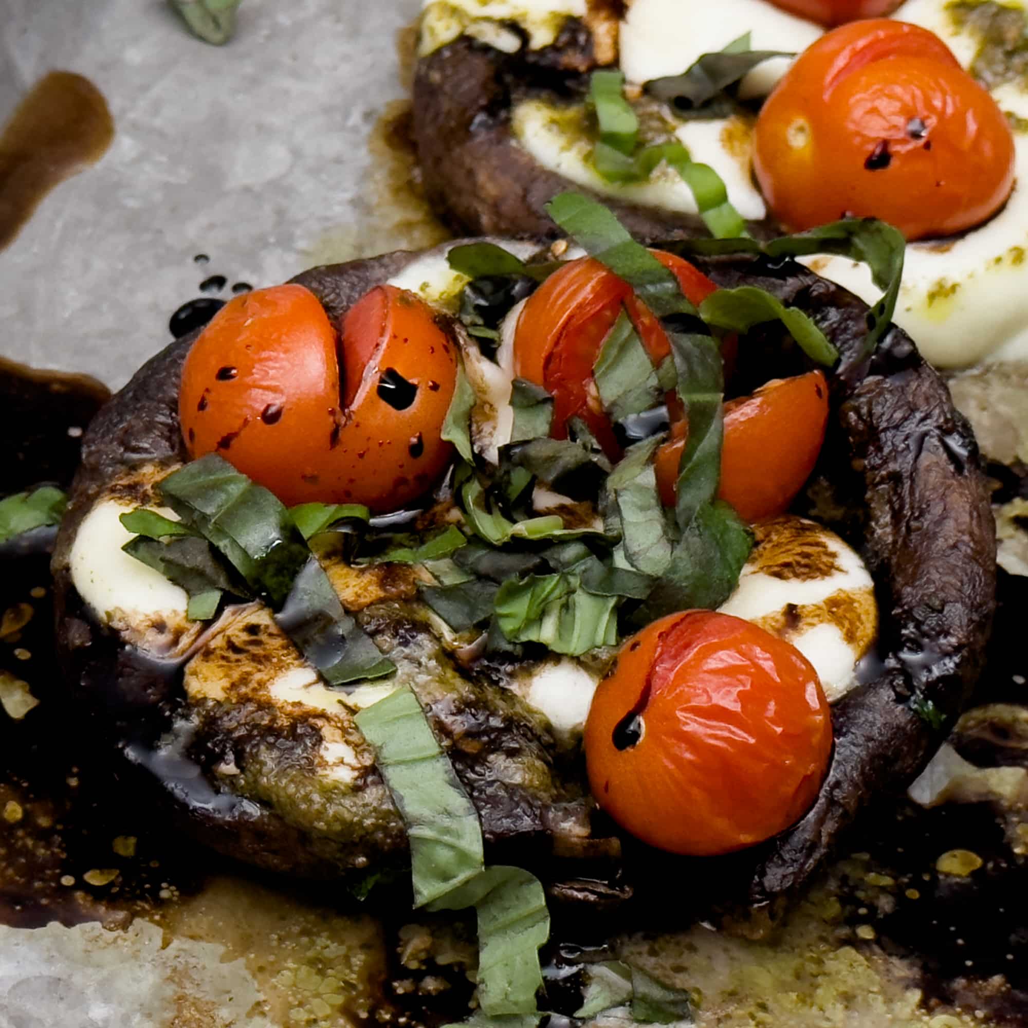 Caprese & Pesto Stuffed Portobello Mushrooms