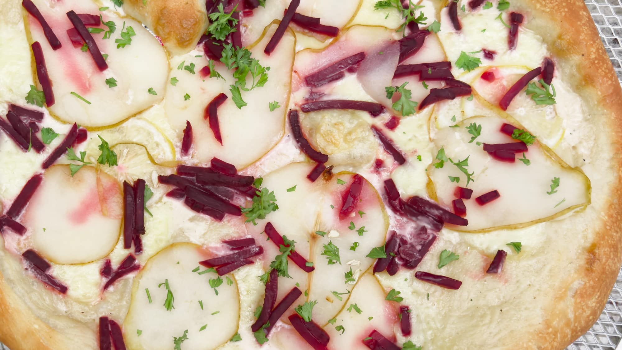 Pear Beet & Lemon Pizza with Parsley & White Cheddar Video